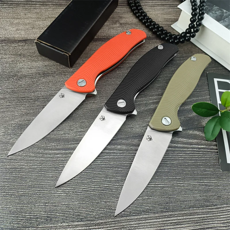 Outdoor tactical folding knife D2 steel high hardness blade camping handle meat portable knife