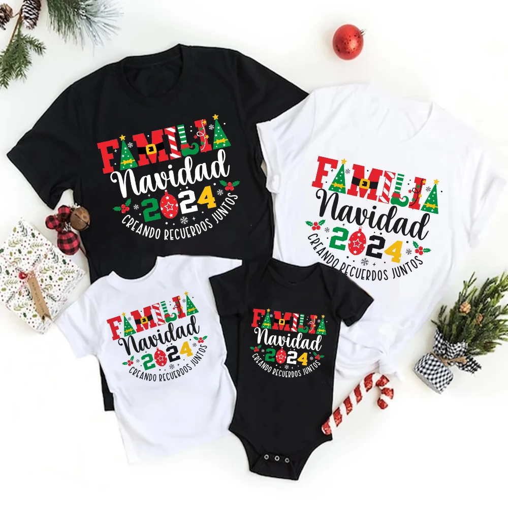 Rodzina Boże Narodzenie 2024 Making Memories Together Print Family Matching Shirts Clothes Xmas Mom Dad Kids Tops T-shirt Baby Bodysuit