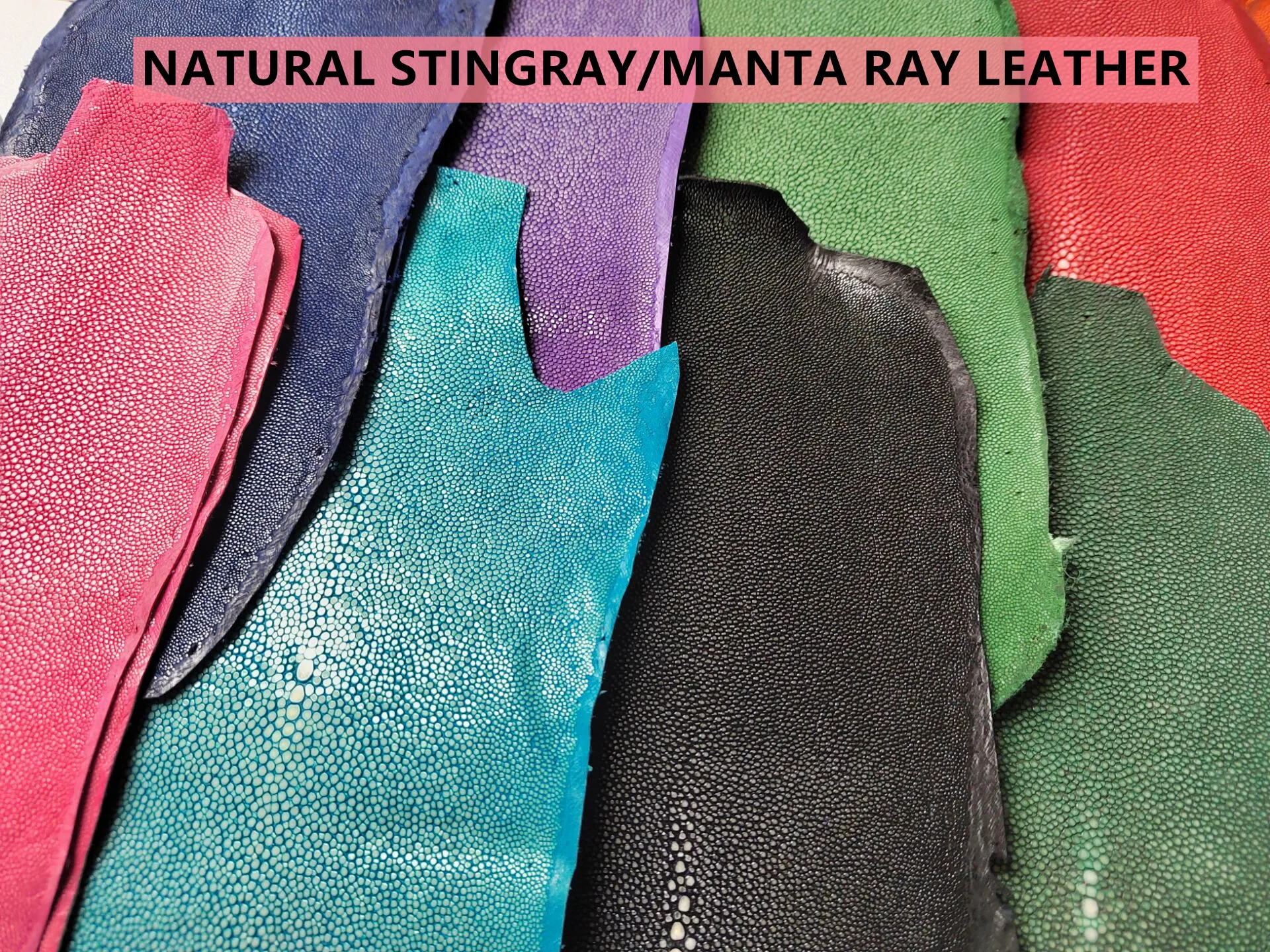 

Красочная натуральная полированная кожа ската-манты (гурами) для изготовления роскошных сумок и кожаных изделий
