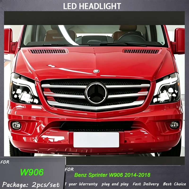 Car For Benz Sprinter 2014-2018 W906 Auto Front lamps Assembly Upgrade  LED Car Projector Lens Plug and Play Tools Accessories