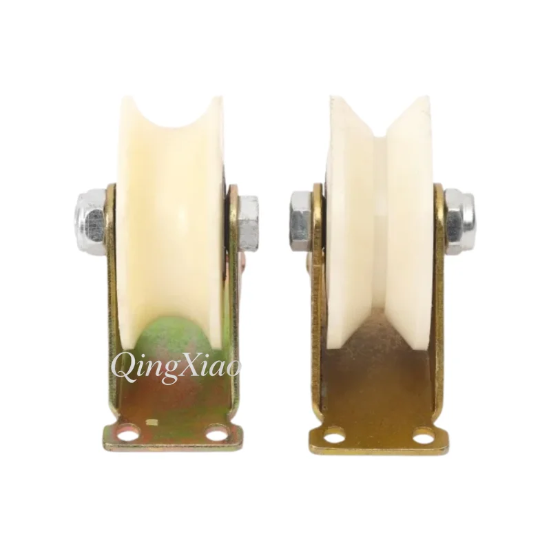 Nylon Pulley V U Type Track Wheel Low Noise Galvanized Bracket Electric Sliding Door Guide Roller Ball Bearing Roller