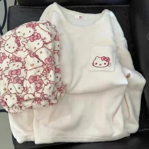 Pyjama Sanrio Damen Frauenzeichnungen, japanisches Material Hallo Kitty, weiblicher Winterpyjama, neuer dickerer Samt, süß, erhitzt 12 Hauptverkaufs -Pyjama Hello Kitty - №5