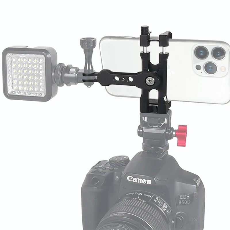Handy-Ständer halter 360-Grad-Drehung Stativ adapter Kalt schuh 1/4 "Halterung für Smartphone Vlog Selfie Stick Lichter stehen – Detail 18