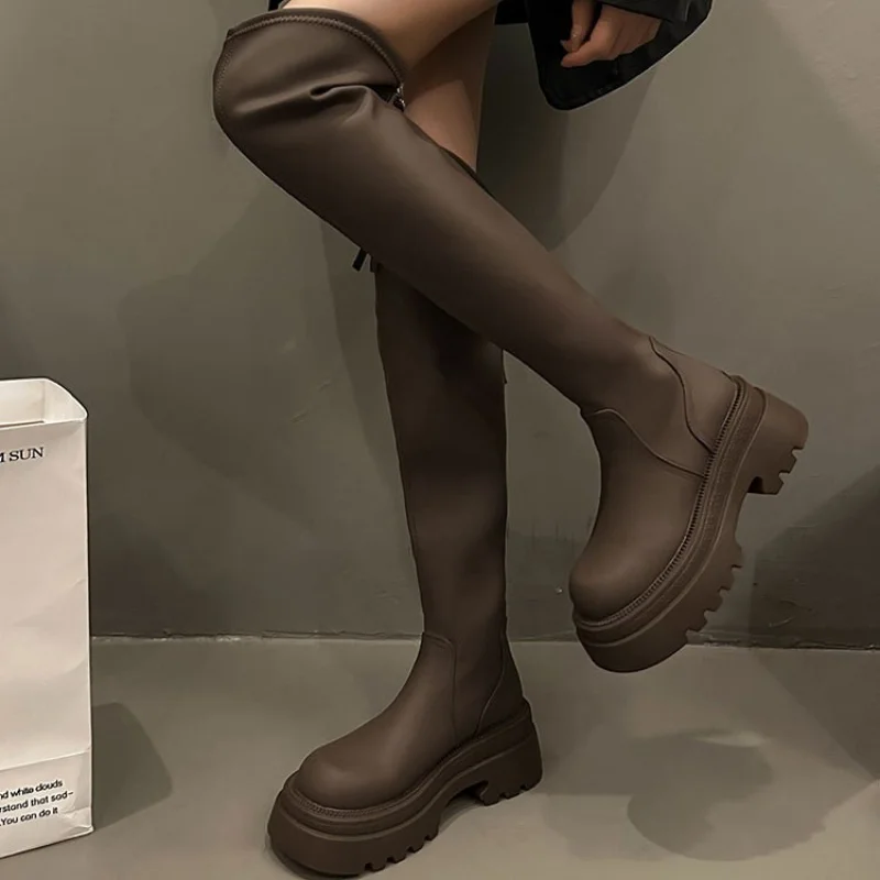 

Petite Two-Way Over-the-Knee Boots for Women, Autumn and Winter2025New Autumn and Winter Brown Riding Boots Suede Slim Boots