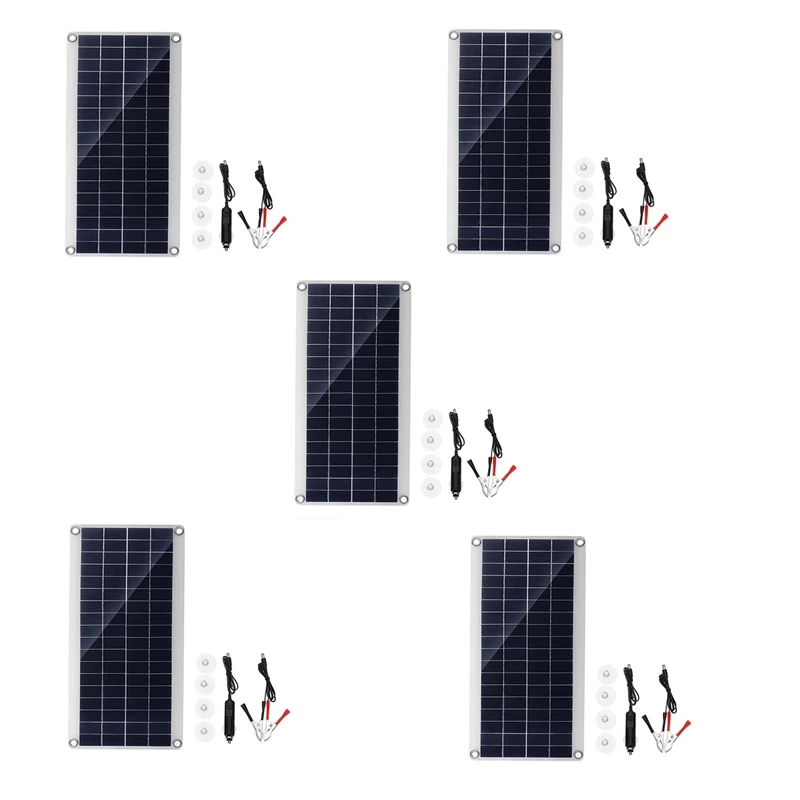 

5X 30W Solar Panel Portable Dual 12/5V DC USB Fast-Charging Waterproof Emergency Charging Outdoor Battery Charger