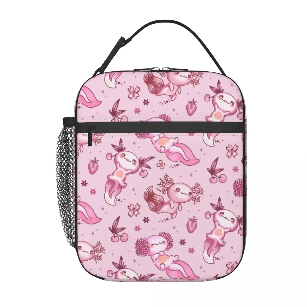 Custom Kawaii Axolotl Pattern Lunch Bag Women Thermal Cooler Insulated Lunch Boxes for Kids School Children