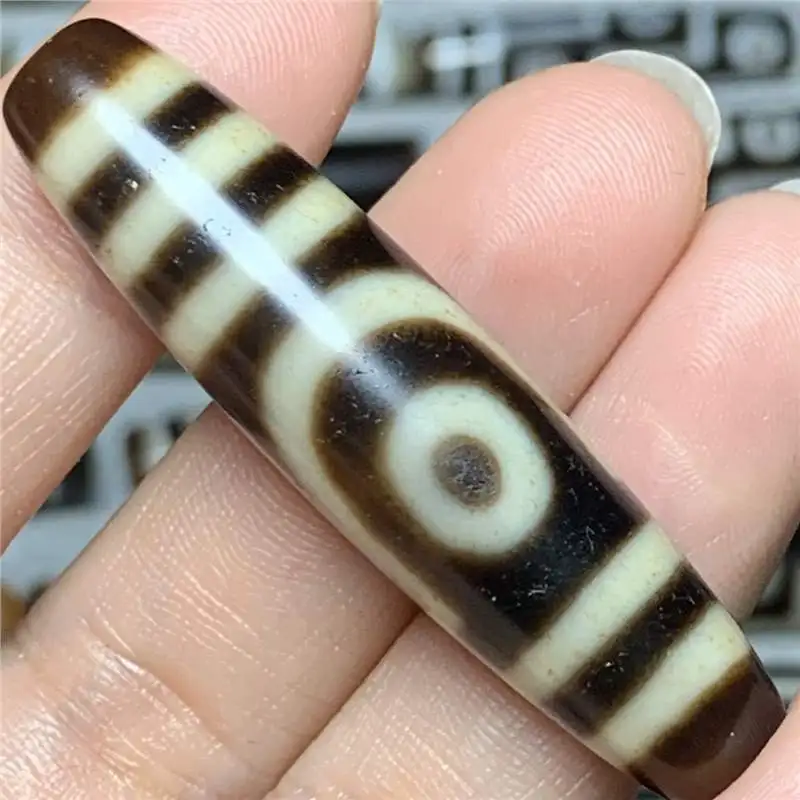 

Thing One Picture Natural Agate GenuineWhite Teeth Yellow to Two Eyes Dzi Pendant 48.2*11.9mm