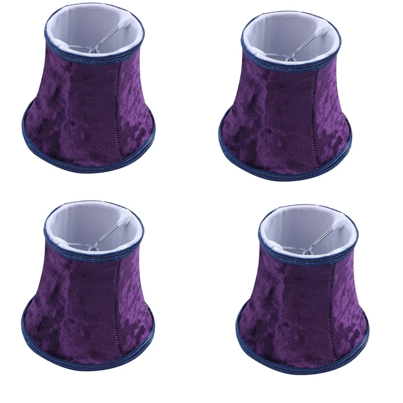 

ABSE-4X Fabric Clip On Lamp Shade, E14 Handmade Lampshade For Modern European Style Wall Sconce Lamp, (Dark Purple)