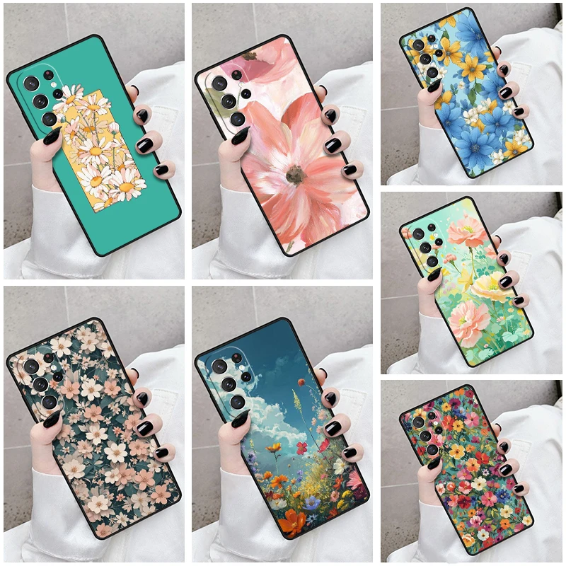 

Чехол для телефона Samsung Galaxy S24 S25 S23 S21fe S22 Ultra Plus Note 10 20, чехол с красивым цветком