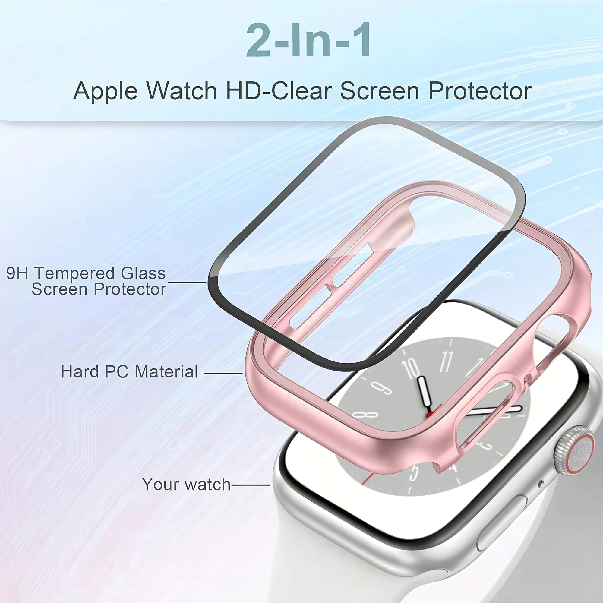 3pcs Watch Case+Glass for Apple Watch 40/41/42/44/45/46mm Scratch-resistant full-coverage protective case for Series11 10 987654 image 3