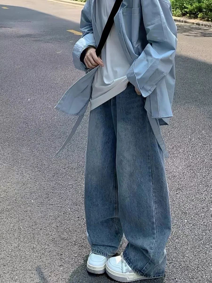 

Retro Wide Leg Denim Jeans Women's Spring Autumn Trendy Small Size Dra Simple Pear Body ape plus Size Slimming Faion