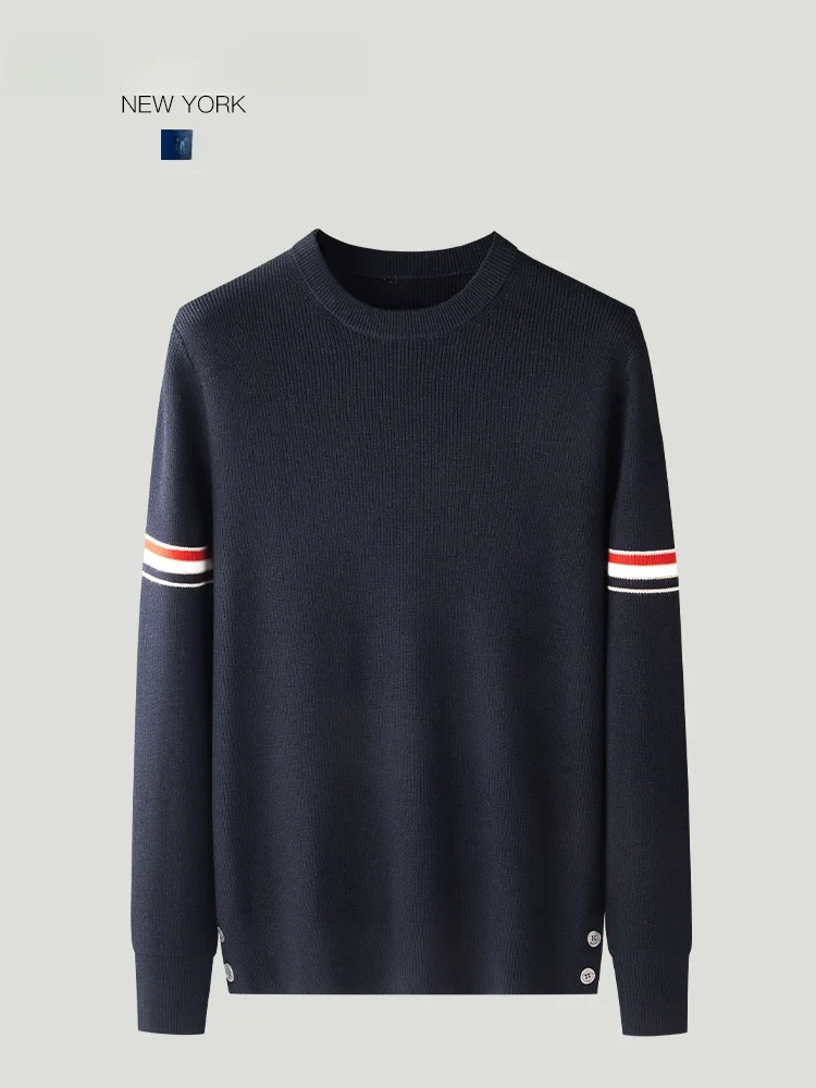 

Мужской шерстяной свитер Basilan с круглым вырезом, свободный, зимний, в полоску, новый, с длинными рукавами, в этническом стиле