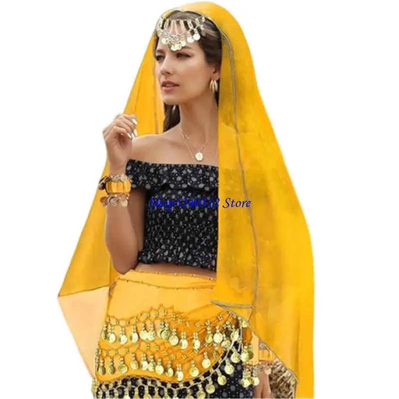 634C 여성용 밸리 댄스 의상 벨리 댄스 엉덩이 스카프 손목 팔찌 헤드 스카프 세트 할로윈 의상