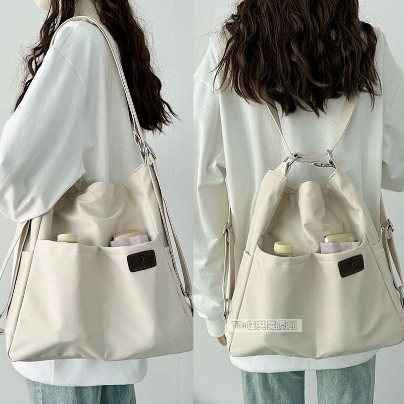 2 In 1 Minimalist Student Large Capacity Commuting Backpack Shoulder Bag Canvas Portable Tote Bag For Man Woman Work Outgoing
