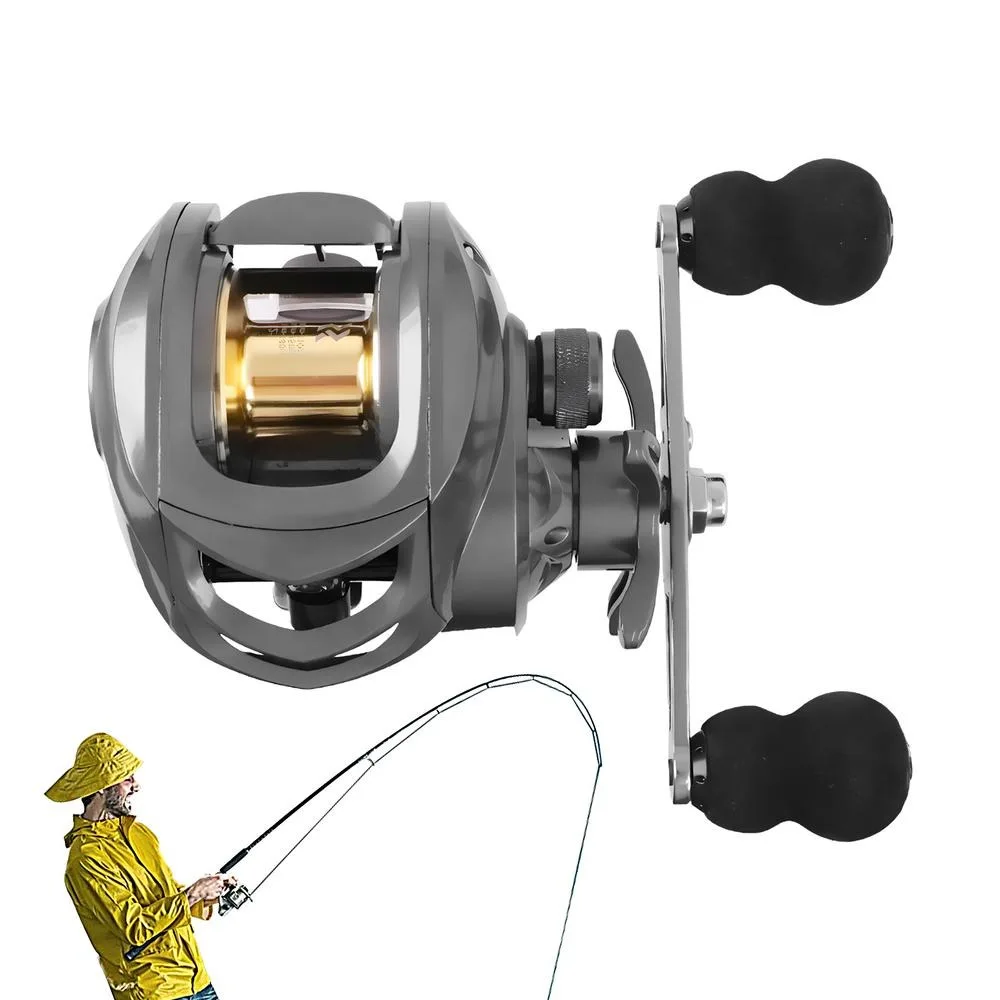 

Double Rocker Arm Fishing Metal Spool No Gap 7.2:1 Gear Ratio Lure Fishing Line Wheel Comfortable Grip Unloading Knob