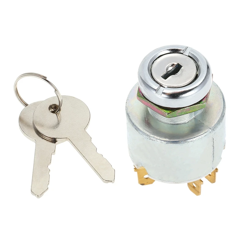 Waterproof Ignition Key Starter Switch With 3 Position 5 Terminal 2 Keys For Cars, Motorcycles, Trailer