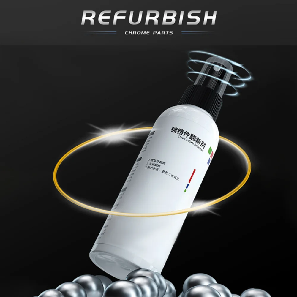 120ml Chrome Plate Refreshing Agent Car Logo Rust Removal Spray Cleaner For Chrome Refurbishment Car Care Cleaning Tool