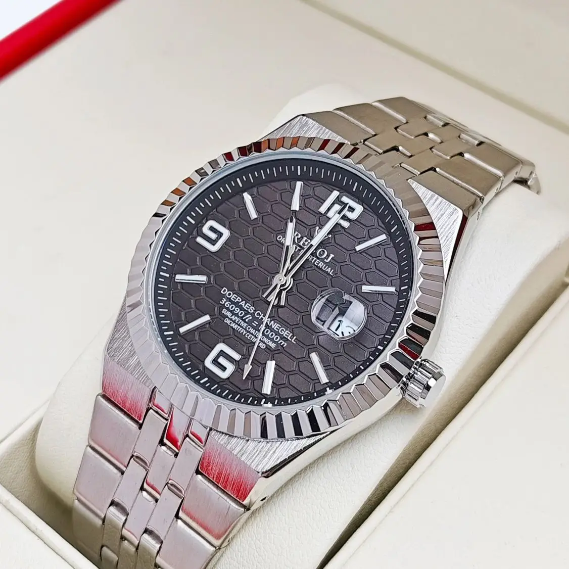 ساعة رجال الأعمال الراقية من Super Player، فاخرة، عصرية، كاجوال، متعددة الاستخدامات، فريدة من نوعها ورائعة، ساعة رجالية عصرية بنمط أوروبي وأمريكي، عرض تقويم، حزام من الفولاذ المقاوم للصدأ بمشبك فراشة، أفضل هدية له #2