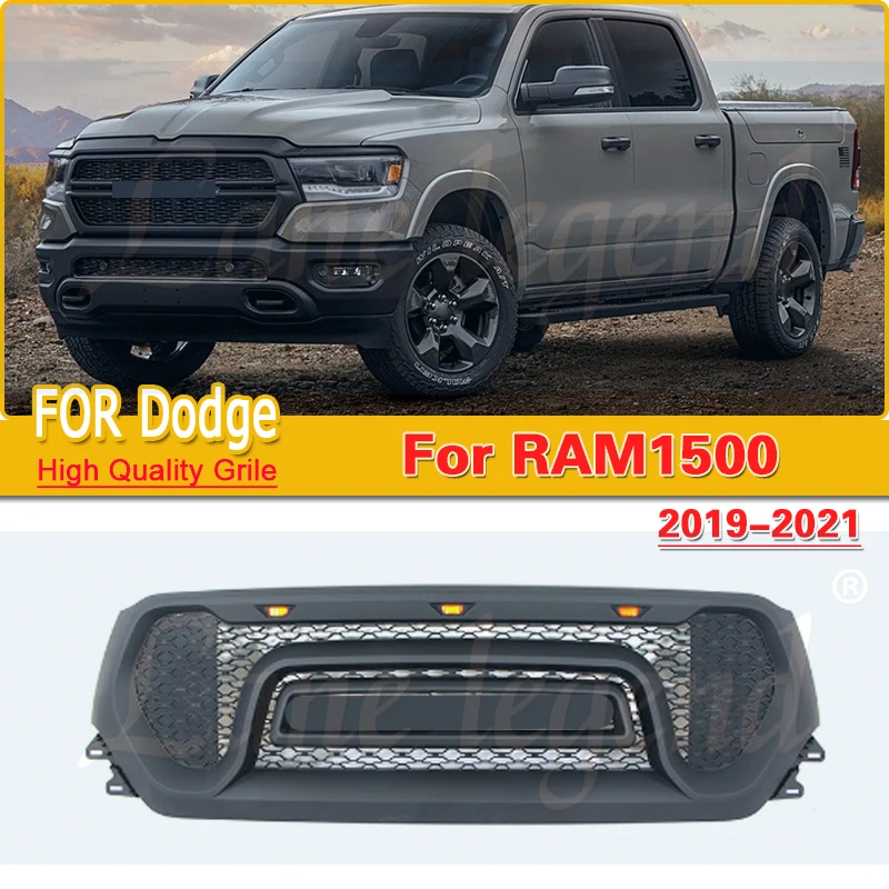 Car Modification Accessories For Dodge Ram 1500 2019-2021 Front bumper Mesh Honeycomb Radiator Grille Engine Cover Body Kit