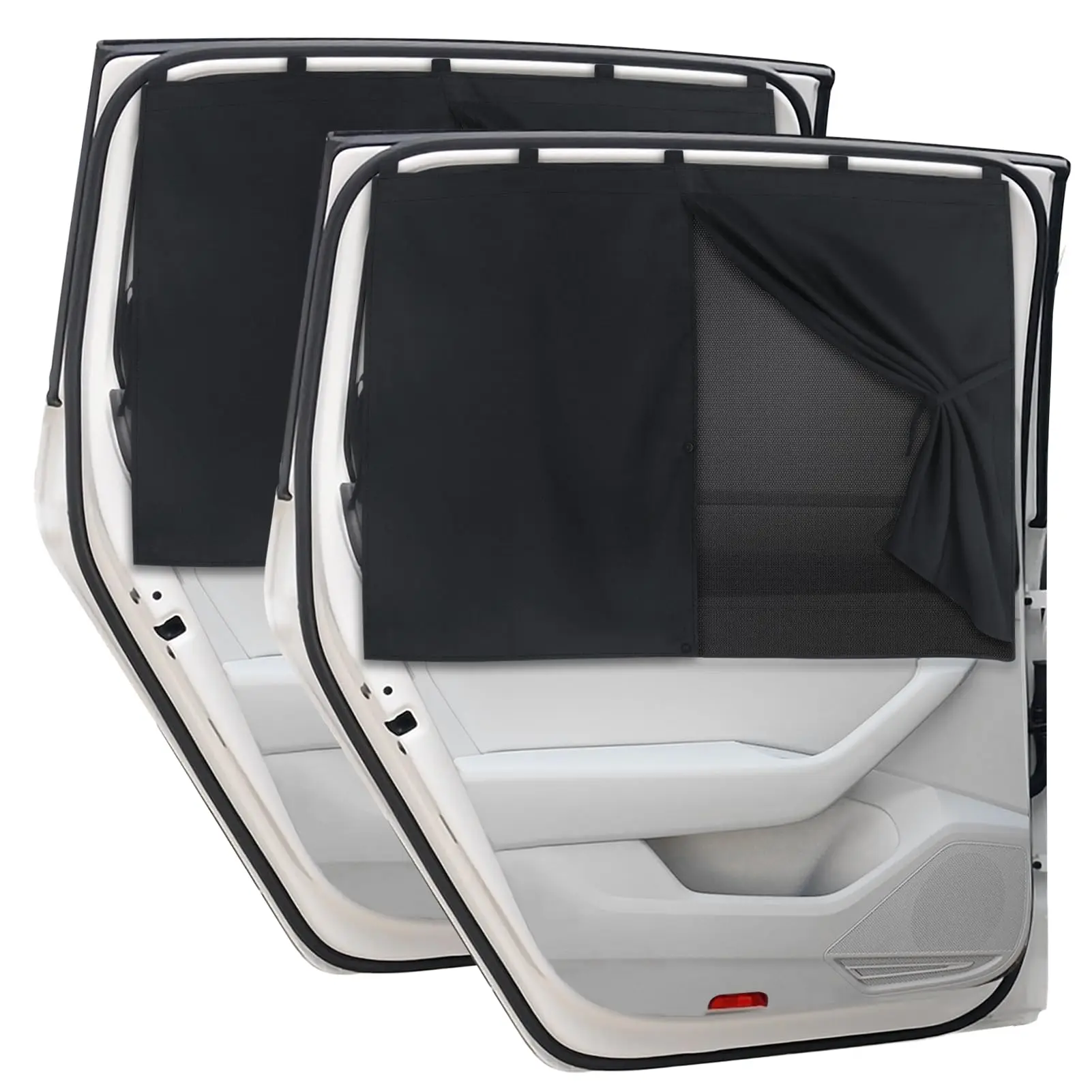 2pcs Dual-Layer Car Side Window Sunshade Curtain, Privacy Blackout & Breathable Mesh Sun Shade, Universal Fit for SUV Van MPV
