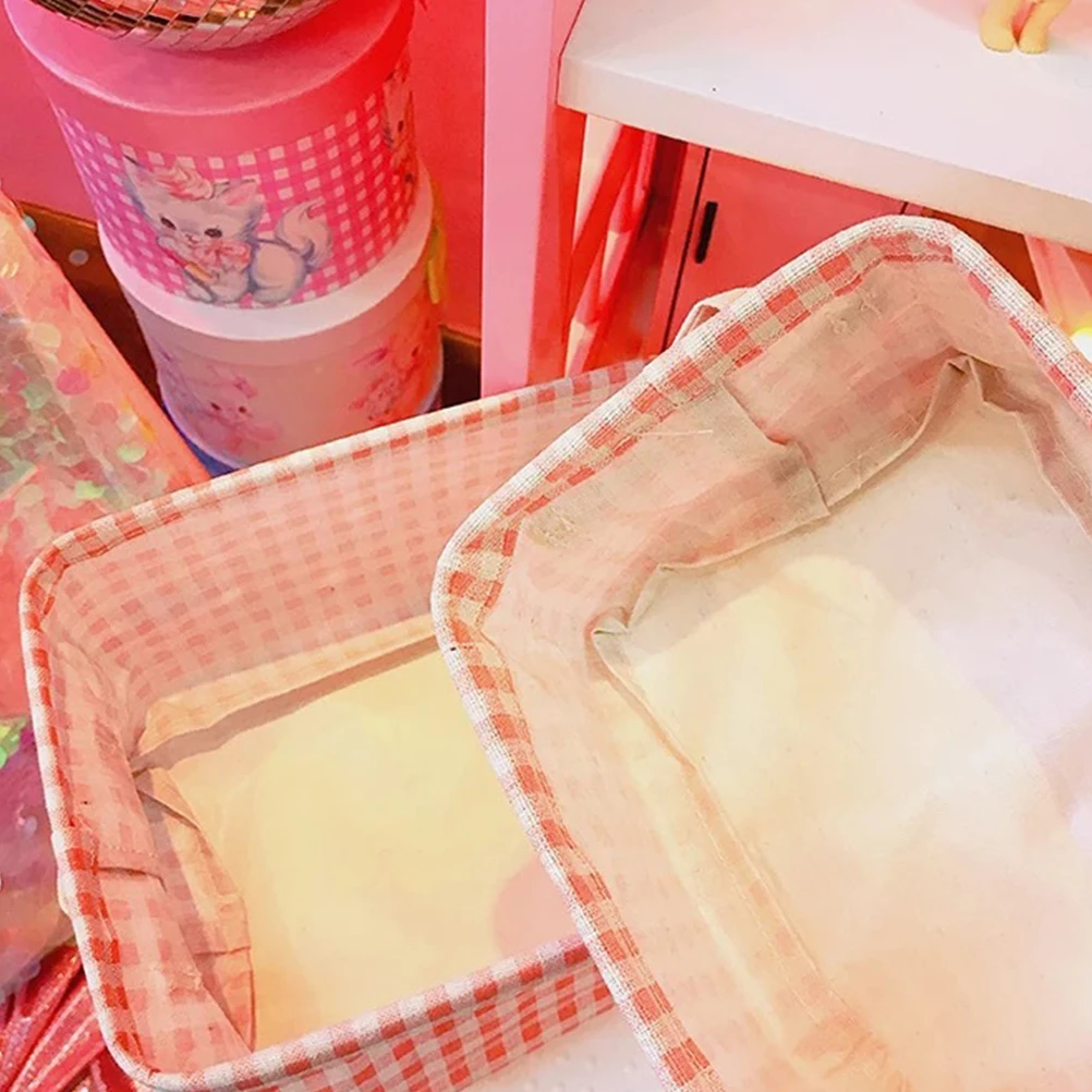 

2pcs Cloth Art Basket Sundries Storage Box Simple Desktop Organizer Household Supplies for Home Shop (L)