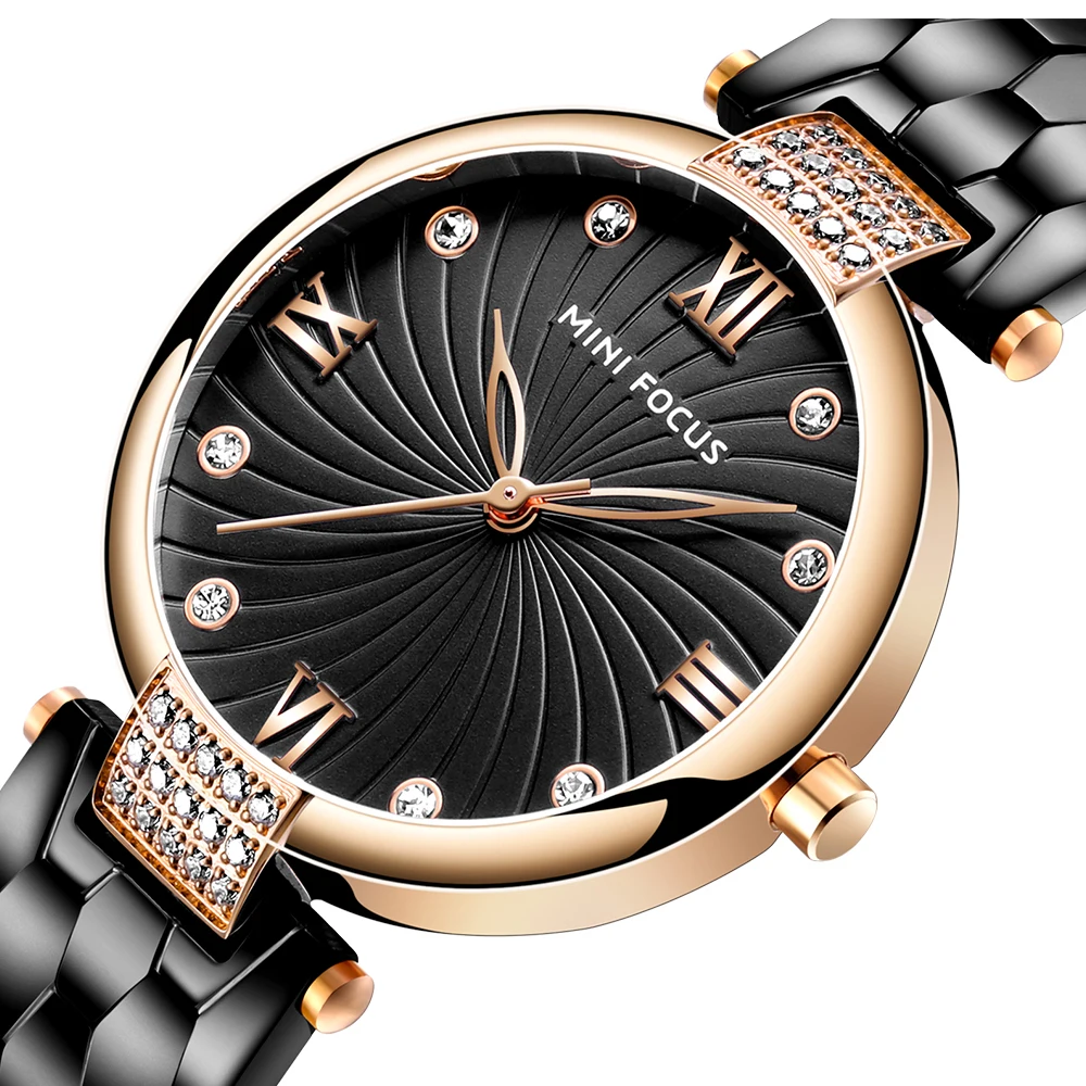 Latest MINI FOCUS MF0186L Unique Design Watch Luxury Gold Stainless Steel Band Japan Movement Waterproof Women Quartz Watches