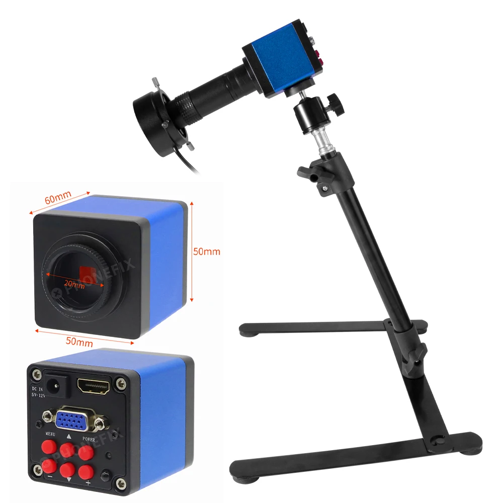 Microscope Camera Set HD 13MP 1080P HDMI VGA Industrial Camera 130X C Mount Lens 40 LED Ring Light aluminum alloy Tripod Stand