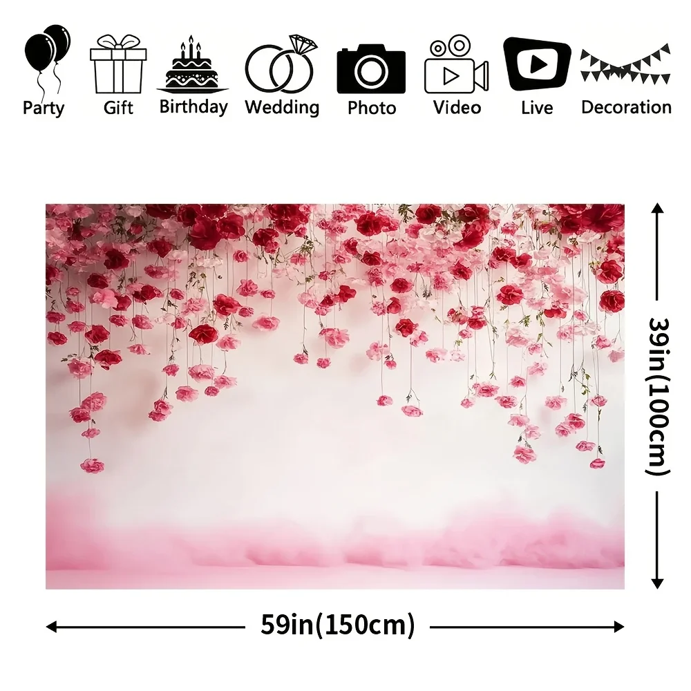 Luxury Flower Waterfall Backdrop Tapestry Curtain Romantic Wedding Party Photo Booth Wall Decoration Spring Gift Background