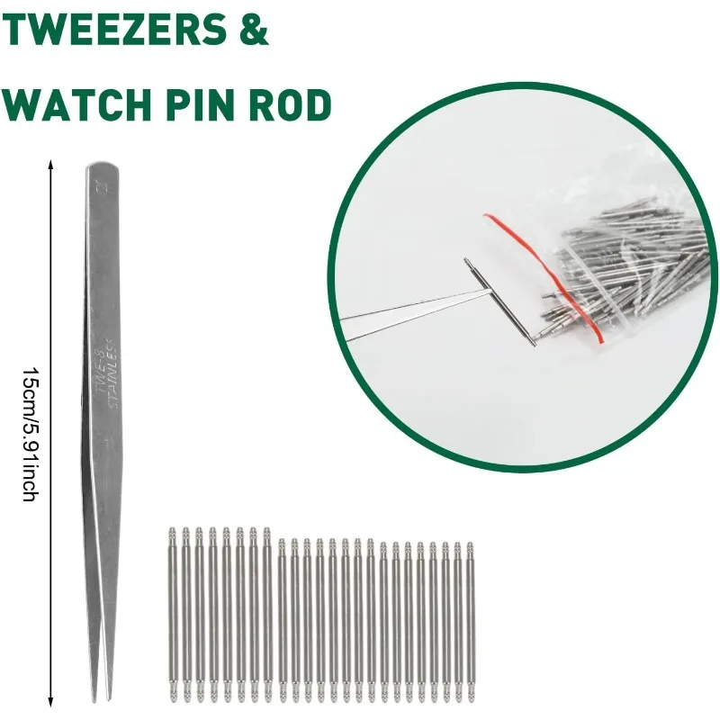 1Set Watch Repair Kit, 152pcs Watch Battery Replacement Tool Kit Including Band Link Remover, Case Back Opener, Screwdriver, Spring Bar, Resizing Tool, Watch Adjustment Tool Kit