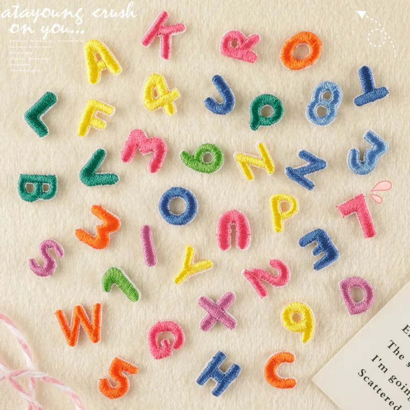 Mini 26 A-Z Funny Embroidered Iron on Letters Patches for Clothes Clorhing Stickers Children Clothing Number Diy Logo Name Patch