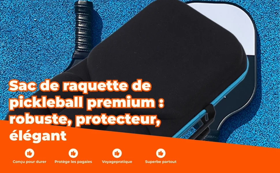 Outdoor Pickleball Paddle Bag Handheld Fiberglass Racket Case Zipper Closure Storage for Ball Carrier Men Women