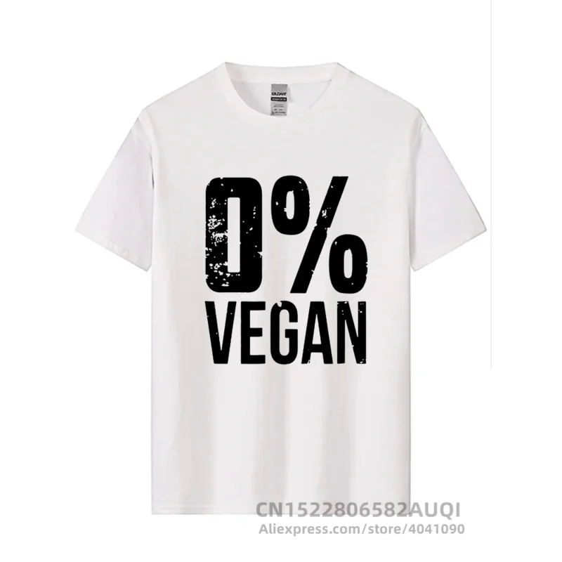 Funny Zero Percent Vegan Barbecue Carnivorous Beef T-Shirt Top Man Print Topper Tops Oversized Shirts Cosie Cotton