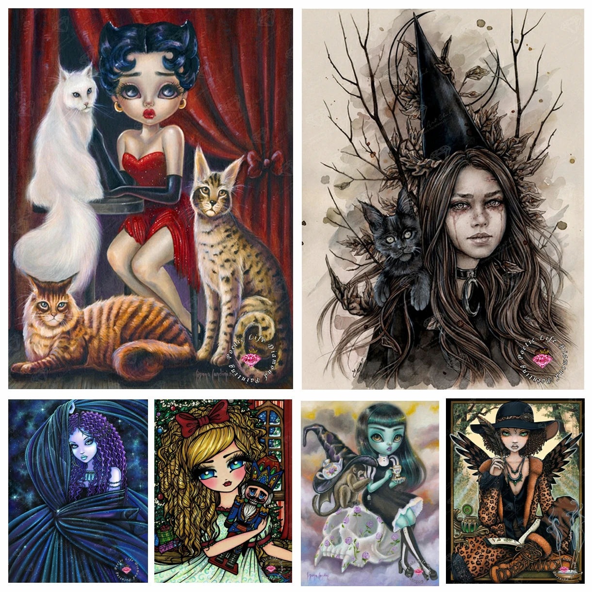 

Big Eyes Girl Vampire Witch 5D DIY Diamond Painting Cat Lion Monkey Embroidery Mosaic Cross Stitch Baby Room Wall Art Home Decor