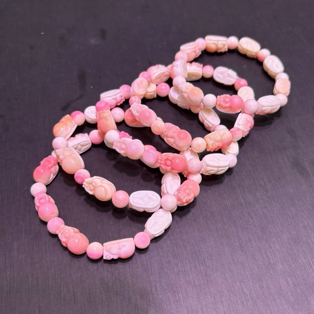 8.5MM Natural Shell Stone Pixiu Bead Bracelet Fashion Crystal Quartz Gemstone Jewelry Reiki Healing For Women Gift 1PCS