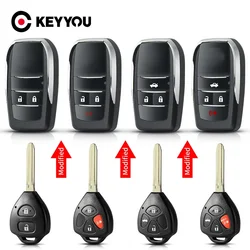 KEYYOU Modified 2/3/4 Buttons Car Remote Key Shell FOB Case Cover Holder Fit For Toyota Corolla RAV4 Hilux 2005-2014