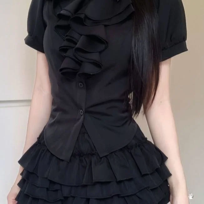 Jupe ort taille haute bouffante f-longueur Ballet Sle Y2K minceur gâteau conception printemps été Faion Version coréenne étudiant U...