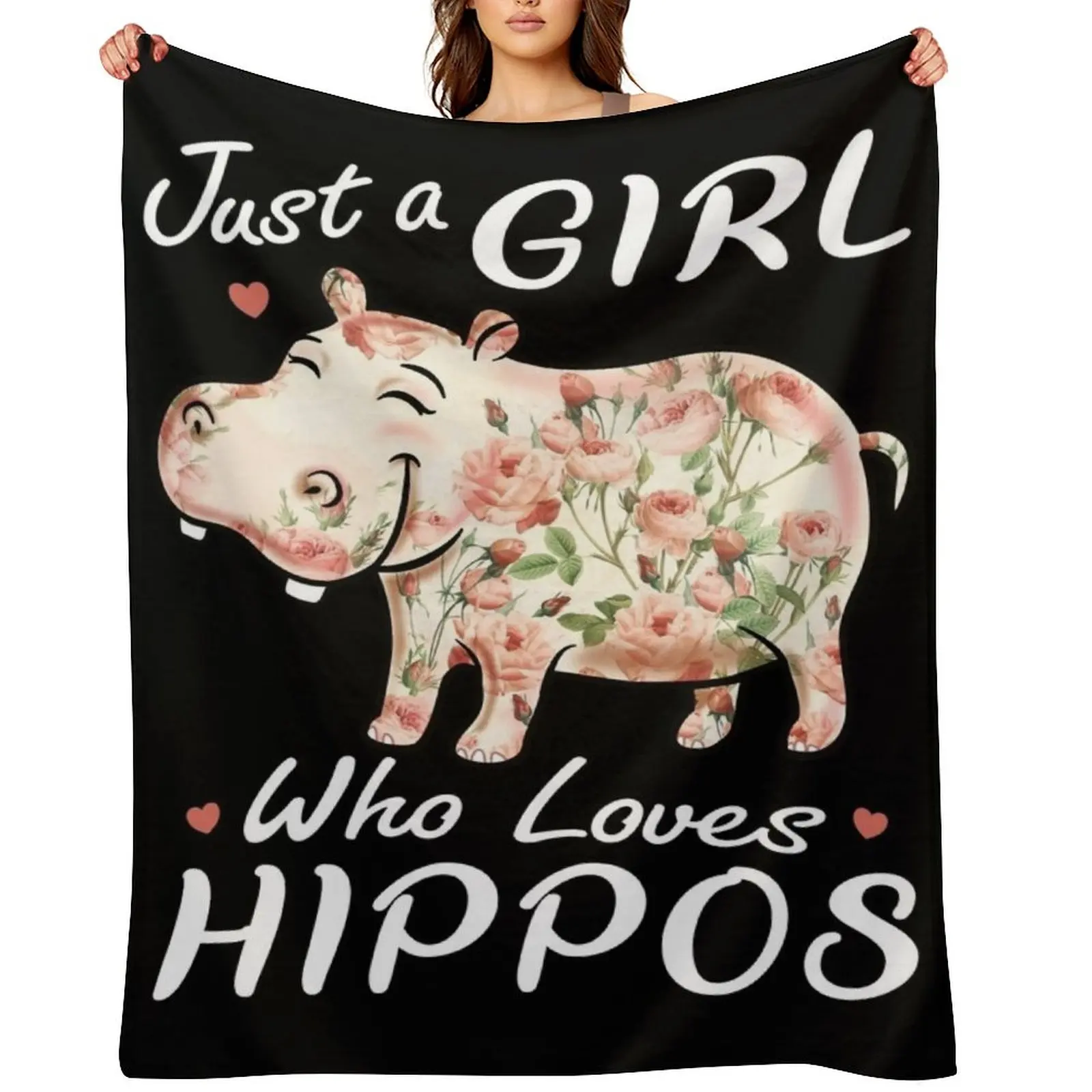 

Just A Girl Who Loves Hippos Flower Hippopotamus Throw Blanket Quilt christmas decoration Summer Beddings Comforter Blankets