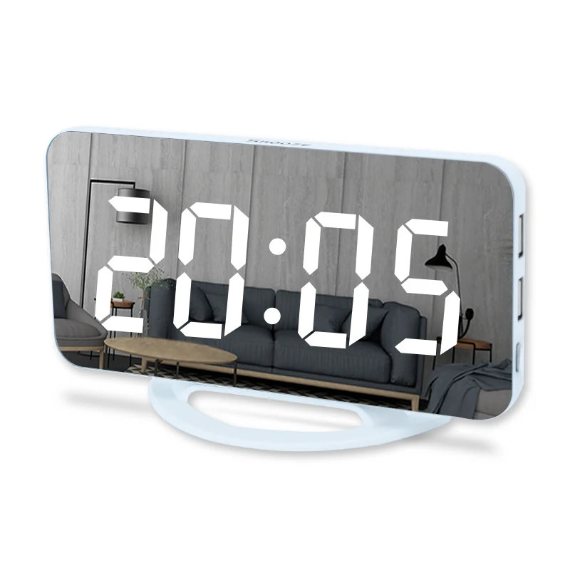 Digital Alarm Clocks LED Electronic Clock Desk/ Wall Clocks for Bedroom Living Room Office USB Charger Port Niditon