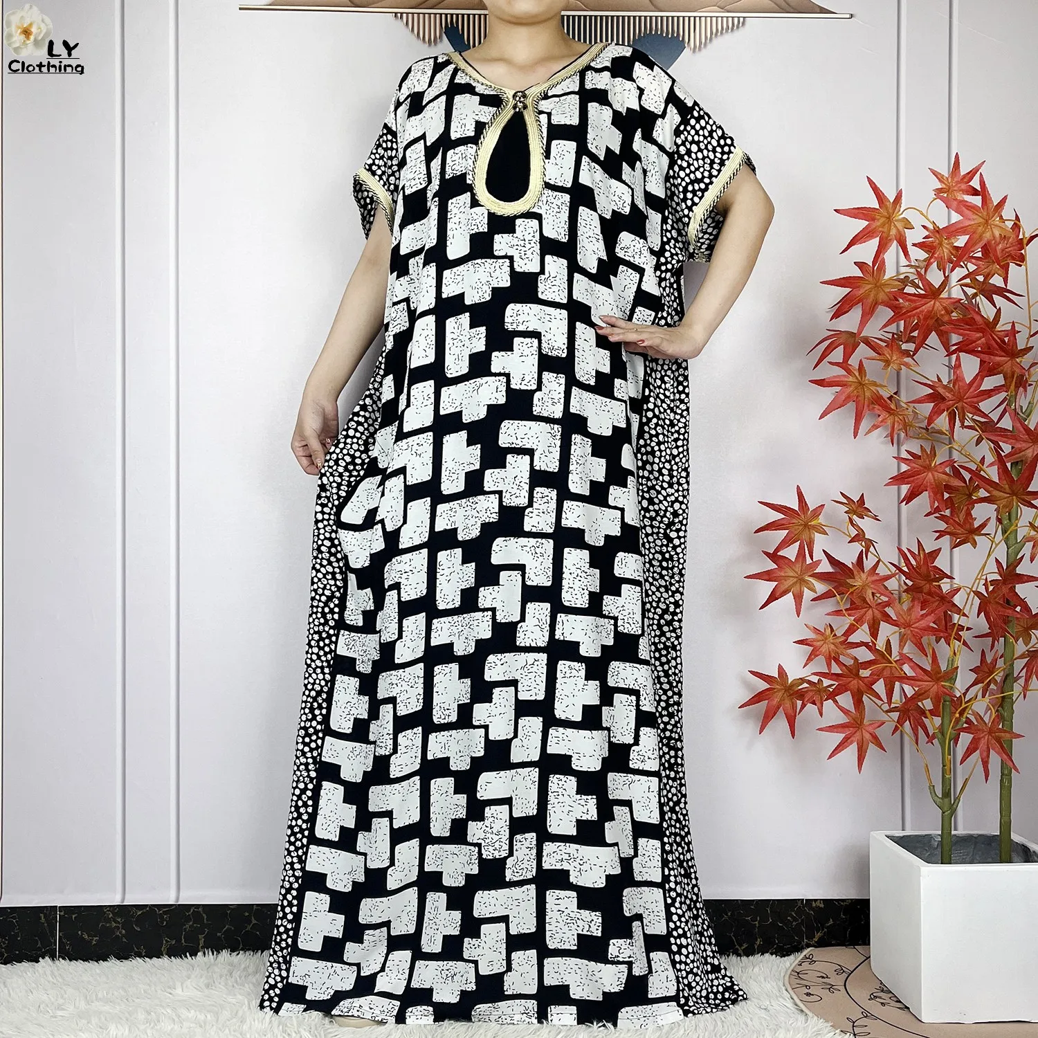 New Summer For Women Short Sleeve Cotton Loose Dress 2024 Dubai Fashion Femme Robe African Boubou Maxi Islam Dresses With Scarf