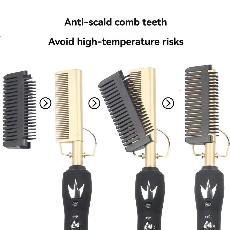 

【TODAY ONLY】EU Plug Hair Straightener Comb, Dual Voltage 110-220V, 38W Electric Styling Tool For Wet& Dry Use