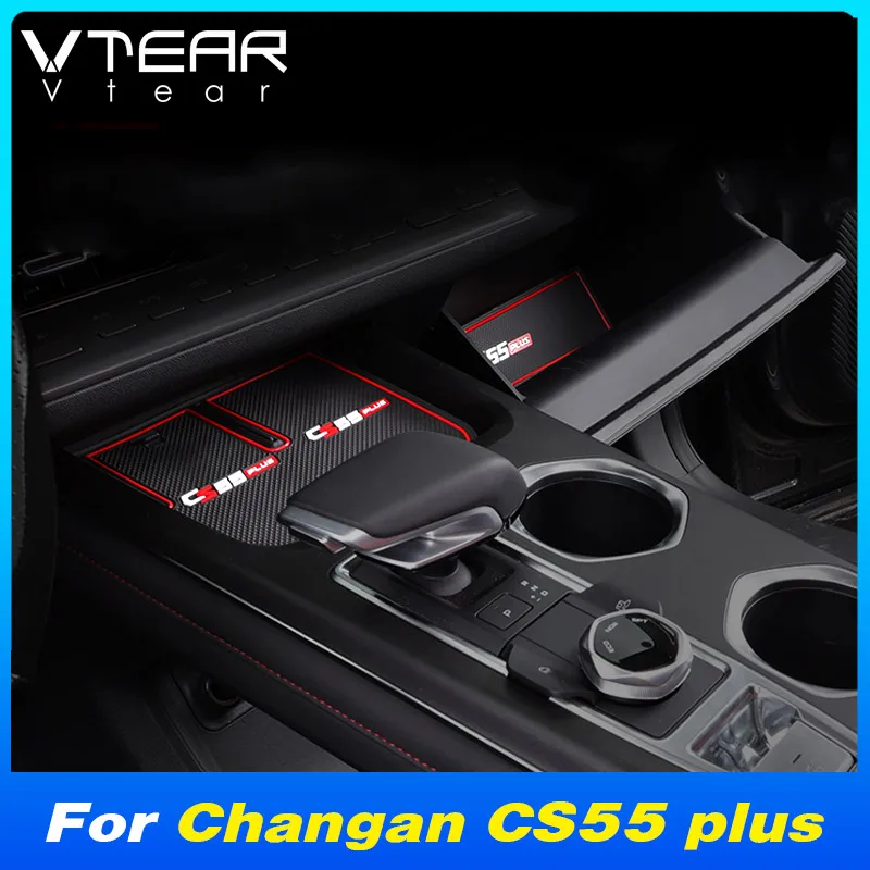 Vtear Car Door Slot Pad Decoration Anti-Slip Groove Cup Holder Insert Coaster Mat Accessories Parts For Changan CS55 Plus 23-24