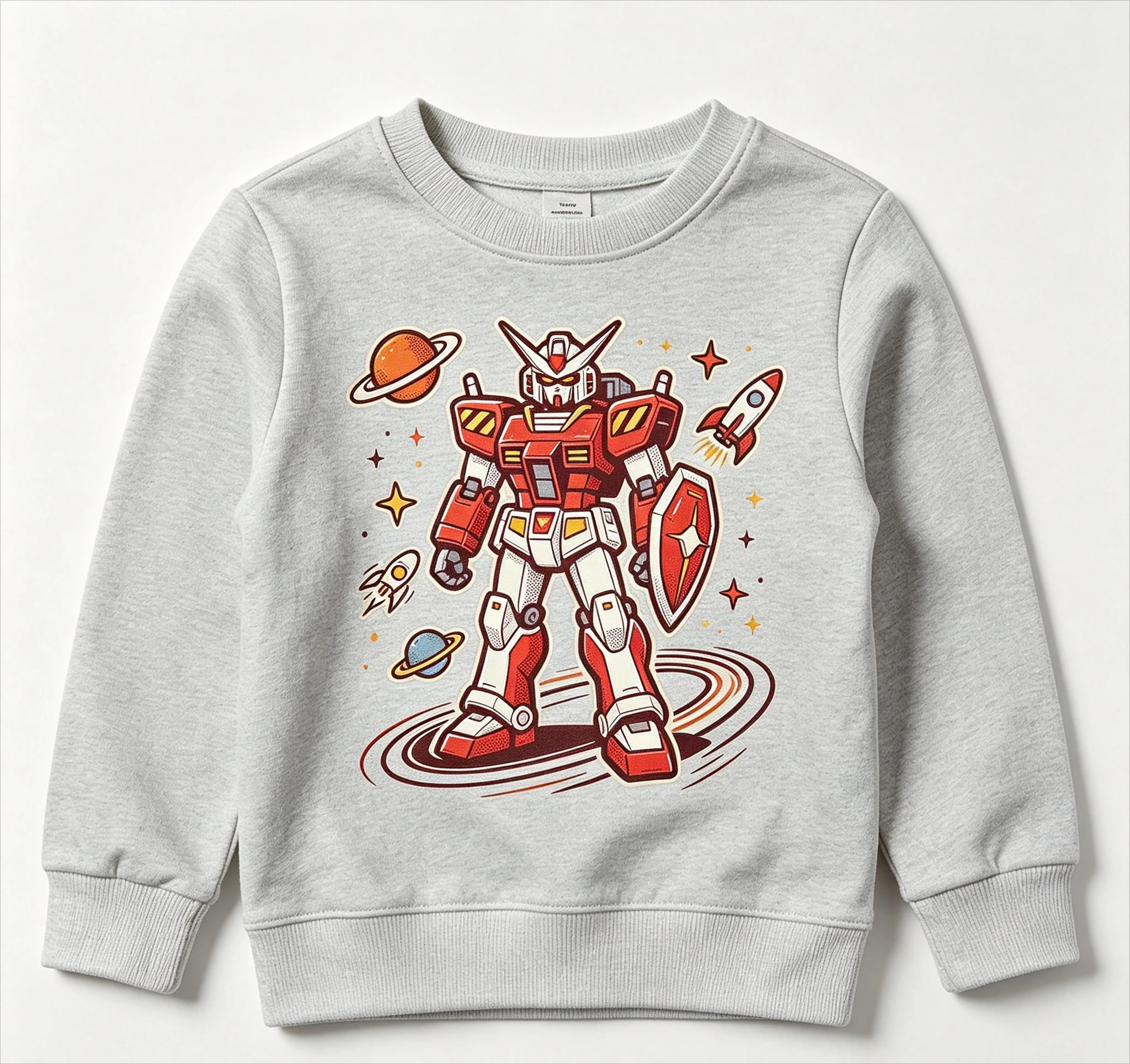 Kids Mecha Robot Sweatshirt Boys Cartoon Space Robot Print Crew Neck Long Sleeve Tops Toddler Casual Children Pullover