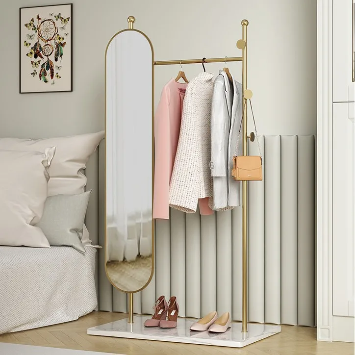 

Full-length mirror Multifunctional floor-to-ceiling Coat rack Integrated Rotating full-length mirror Cream wind