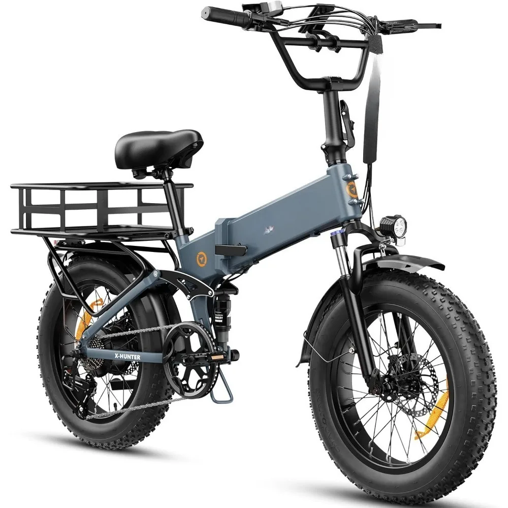 

-Электрический велосипед Hunter для взрослых, пиковый двигатель 1400 Вт, максимальная скорость 30 миль в час, 48 В, 13 Ач, съемная батарея, система полной подвески, 20 дюймов