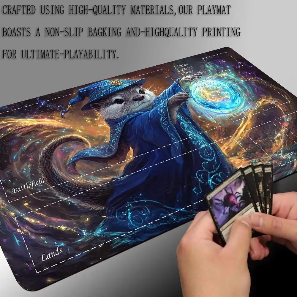 بساط لعب البطاقة السحرية مع منطقة Otter الساحر أنيمي MTG Playmat جمع حصير الألعاب حصيرة مكتبية قائد معركة Playmat سجادة سحرية #5