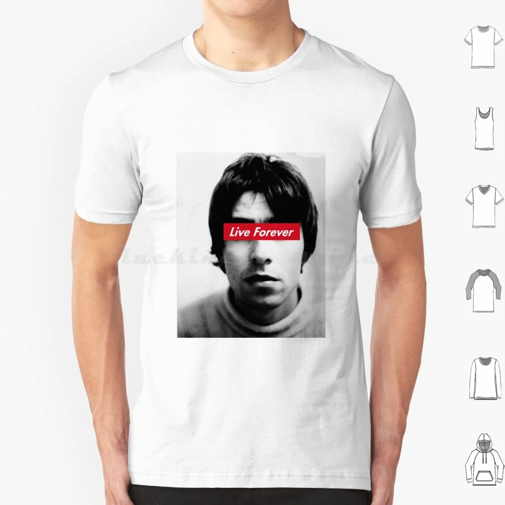 Camiseta Live Forever talla grande 100% algodón Liam Gallagher Live Forever Whats The Story Morning Glory Britpop Indie 90s