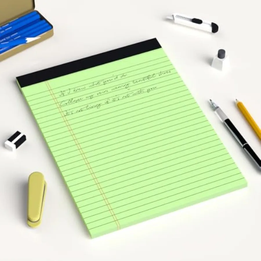 Colored Legal Pads 8.5 x 11 Note Pads 8.5x11 inch, Wide Ruled Clear Print Writing Pads 30 Sheets/Pad, 20lb Colored Paper, Perfo