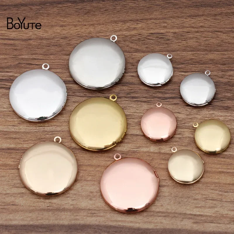 BoYuTe (10 Pieces/Lot) Round 20mm 32mm Metal Brass Plain Pendant Locket Diy Photo Locket Pendant Charms Wholesale