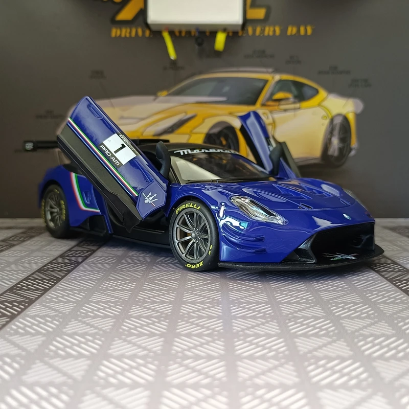 

1:24 моделирование Maserati GT2 2023, модель суперкара из сплава с дверцами, которые можно открыть, статическое украшение автомобиля, подарок