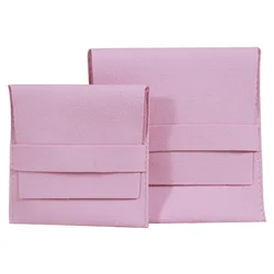 Sac d'emballage en poudre pour bijoux, souple, en microcarence, à rabat, anti-poussière, pour bracelet, collier, boucles d'oreilles, matiques, logo personnalisé